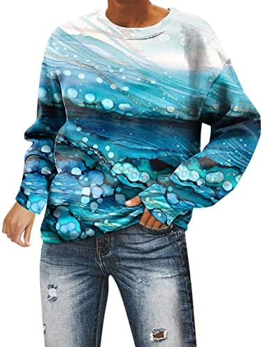 Ženski pad vrhovi, ženski blok u boji tunic vrhovi prugaste majice dugih rukava, pulover okruglog vrata