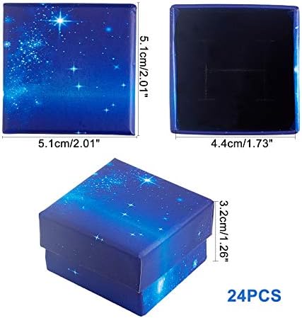 Superfindings oko 24pcs plave poklon kutija zvjezdanog neba uzorak karton kartonske kutije za nakit za godišnjice,