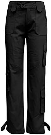 Zlovhe Plus posteljinske hlače za žene, žene, ženske baggy teretni hlače sa džepovima širine noge pantalone