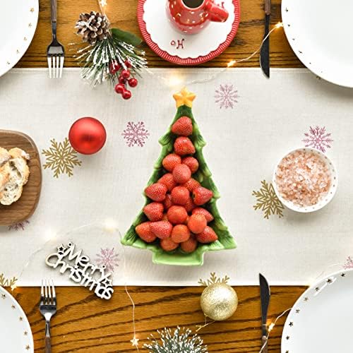 Artoid Mode Pink božićno drvo Let It Snow Snowflake trkač stola, sezonska zimska kuhinja trpezarijski sto