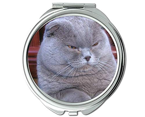 Kompaktno ogledalo okruglo kompaktno ogledalo dvostrano, mačje ogledalo za muškarce / žene,1 X 2x uvećanje