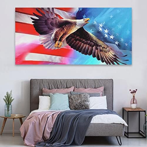 Zidna Zastava američkog orla Umjetnost ćelavi Orao i slika zastave Patriot Wall Art Canvas Art Poster Wall
