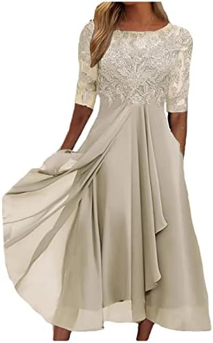 Haljina kratki rukav, ženska haljina šifon elegantna čipkasti patchwork haljina izrezana večernja haljina