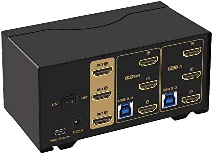 CKL USB 3.0 HDMI KVM prekidač Trostruki Monitor 2 porta prošireni ekran 4K 60Hz sa kablovima i Audio 923hua-3