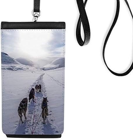 Pas životinjski snijeg Husky Slika Telefon novčanik torbica Viseće mobilne torbice Crni džep