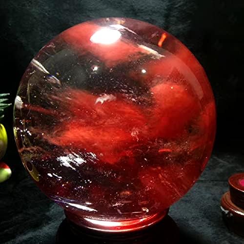 Crvena kristalna kugla ukrasi sa drvenim nosačem kristalno topionom loptom za fengshui, meditaciju, kristalno