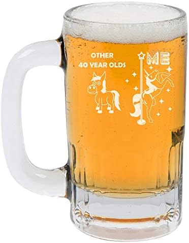 12oz šalica piva Stein stakla 40 godina stari superzvijezda jednorog smiješan 40. rođendan