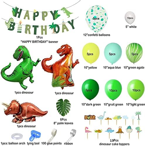 Dinosaurus Rođendanska zabava dekoracije zalihe, dinosaurusa baloni luk Garland Kit 40 & 34; folija Dino