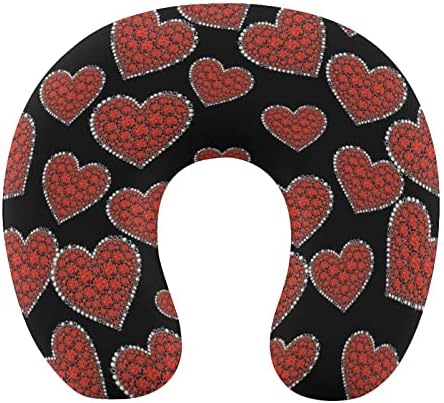 Dijamantni crveni srčani putni vrat jastuk od pjene u obliku aviona jastuk za podršku za glavu