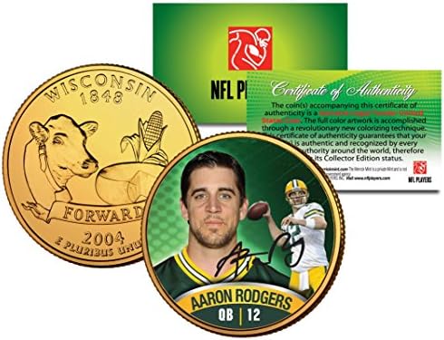 Aaron Rodgers Colorizirani Wisconsin Quarter 24K pozlaćeni kovanica