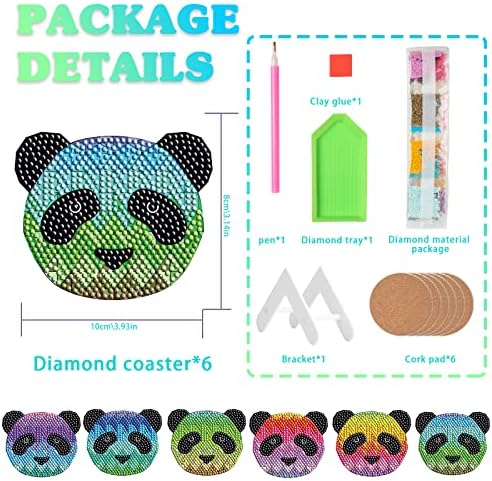 Pigpigboss Panda Diamond Boing Coamond Coaster 6 kom Dijamantno bojanje sa držačem za oblikovanje dijamantskih