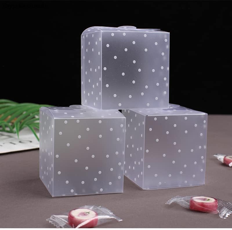 50kom mat prozirnih polka tačaka PVC kutija za slatkiše vjenčanje favorizira Božićnu zabavu kocke poklon