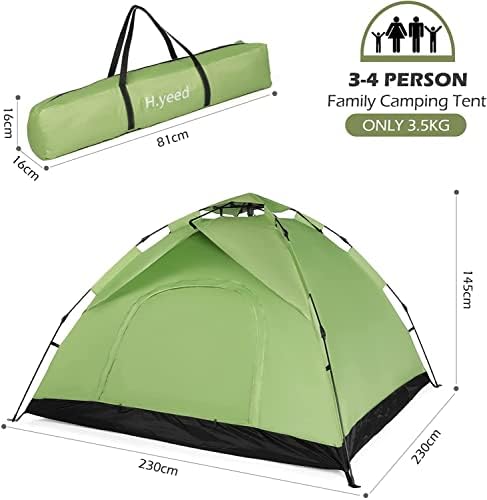 Haibing TENT Camping TENT za 3-4 čovjeka, vodootporan Pop up Dome šator sa dvostrukim vratima, lagana instant