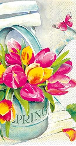 Tulip tematski ručnik za ručnik za goste sortiranje - paket uključuje 32 ukupne papirne salvete u tulipanima