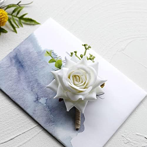 Ladresna vjenčanica bijela ruža Boutonniere Groom cvjetovi Buttlehole Groomsmans maturalni ukras za ukrašavanje