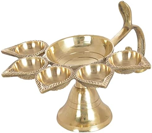 Aashita Creations Pure Mesing Savršena hvataljka Panch Arti Diya sa mesingom ručnom zvonom Ghanti za hram