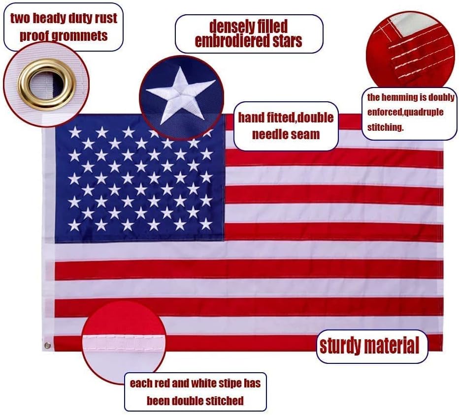 Američka zastava za teške uslove rada 2, 5x4 sve vremenske ušivene pruge vezene zvijezde američka zastava