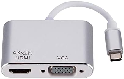 USB C do HDMI & VGA adapter, USB tip C u HDMI 4K + VGA adapter za pretvarač, dvostruki monitor 2-u-1 mini