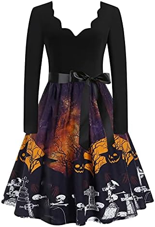 2022 Ženska grafička haljina Halloween sa ramena HomeComing haljine Colorblock Line Short Colorblock maturalna