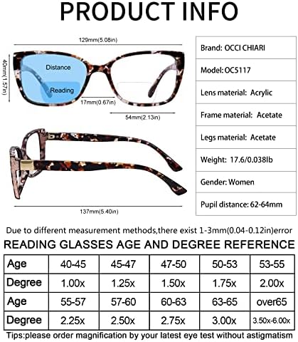Occi Chiari Bifocalne naočale za žene modni veliki mačji oči plavi čitači svjetlosti 1,0 1,5 2,0 2,5 3,0 3,5