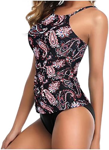 Nxxyeel Žene Dvoidni kupaći kostim Tankni sa suspenderskim kostima za plažu sa visokim vratom Trčevi su