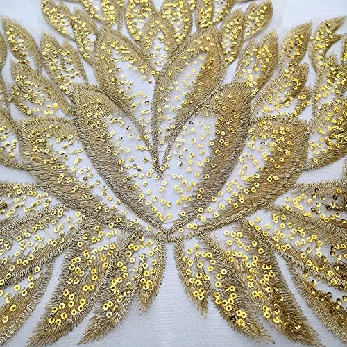 High-end Gold Bool Sequins čipkasti stroj zakrpa, šivanje za vjenčanicu Žene Večernje kostimi ogrtači DIY