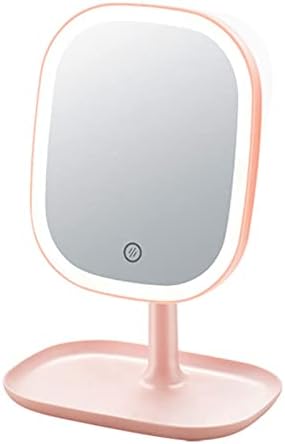 DSFEN LED ogledalo za šminkanje, USB Punjivo osvijetljeno stolno ogledalo, 3 načina boja,rotirajuće samostojeće