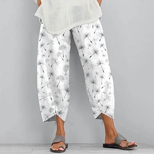 Wocachi ženski dandelion Print Harem Capri hlače sa džepovima labave dno palazzo pantalone casual široke
