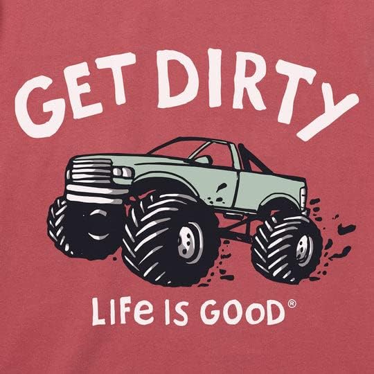 Život je dobar. Djeca dobivaju prljavi kamion ss drobilica, izblijedjela crvena, dodatna mala