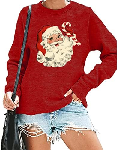 Myhalf Božićne duksere žene Santa ružni božićni duh grafički džemper za Xmas Holiday Party Dugi rukavi