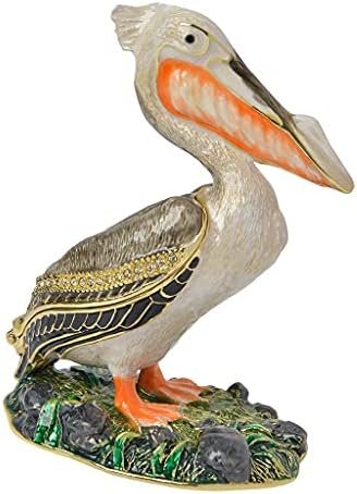 FJ Fengzhijie Pelican životinjska sitnica kutija Bird figurica Docric Decor Golden Crytal emajlirani čuva