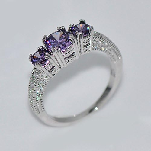 T-nakit zaručnički prsten ljubičasti ametist Gems 10kt vjenčani prsten punjen bijelim zlatom sz 5-12