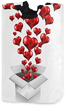 YYZZH Vintage Valentines Day sjajno crveno srce leti preko kutija na bijeloj velikoj torbi za veš korpa
