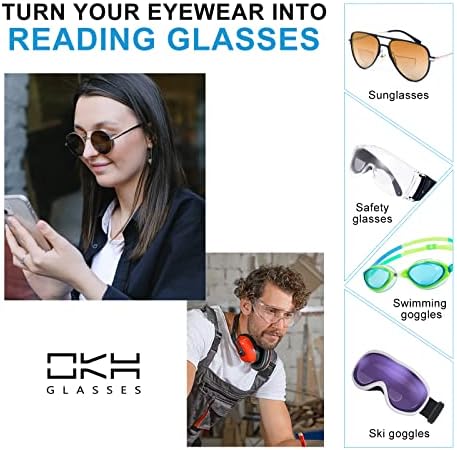 OKH 2 paket bifokalne leće, pretvorite sunčane naočale, naočale ili naočale u uvećane čitatelje, za višekratnu upotrebu, bez vode