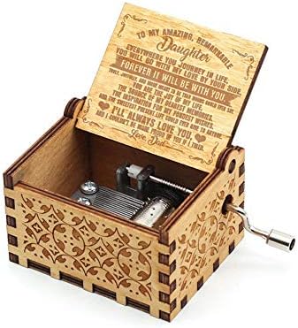 Laserska ugravirana antička stalna kutija za vašu ljupku kćer | Vintage ručno ručno drveni muzički pokloni