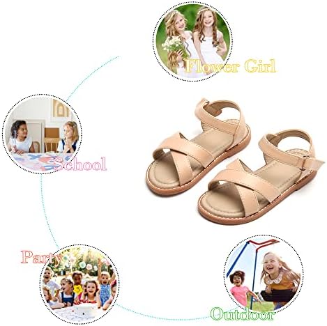 OTTER MOMO Girls Sandale Otvorene prste princeze ravne sandale s ruffle ljetnim sandalama