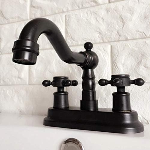 Crno ulje trljanje brončana 4 Centserset kupaonica Slavina za okretni prostor za umivaonik Dodirnite dvostruke križne ručke