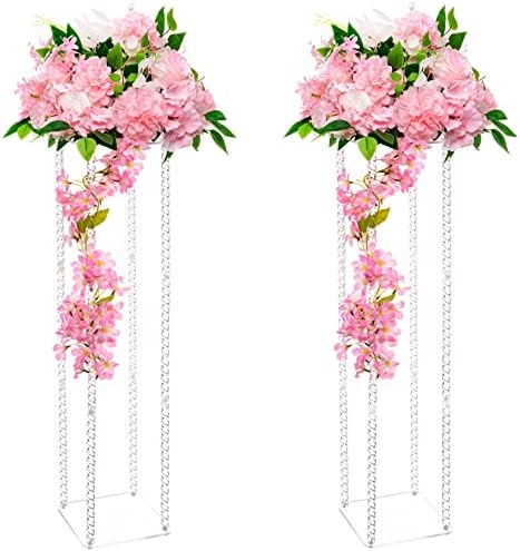Hyipme Wedding Centerpieces akril vaze - 2 kom 33in visoki cvjetni postolje za stolove - geometrijski središnji