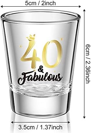 2 komada 40 i Fabulous Shot Glass 2 Oz crno zlato 40. rođendan čaša za vino za žene i muškarce slave 40.