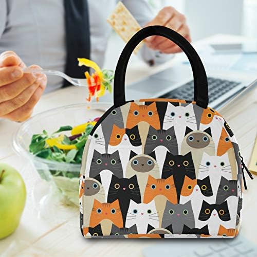 Izolovana torba za ručak za žene-slatke mačke velika nepropusna torba za ručak sa naramenicama za posao