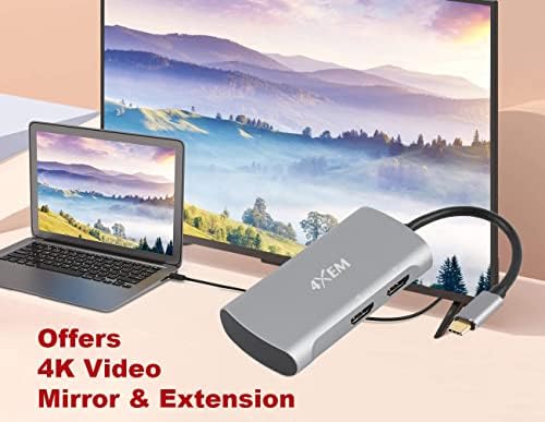 4XEM- 2-port multi monitor adapter čvorište - USB-C to 2 HDMI 2.0 video, dvostruki 4k @ 60Hz video monitori,