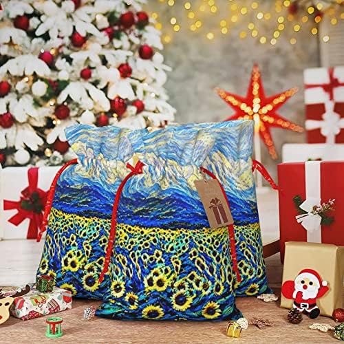 Drawstrings Božić Poklon Torbe Van-Gogh-Suncokret-Starry-Art Predstavlja Pakovanje Torbe Xmas Poklon Pakovanje