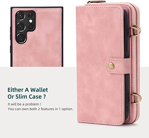za Samsung Galaxy S23 Ultra Flip Case torbica za novčanik od prave kože 2 u 1 odvojiva torbica za novčanik