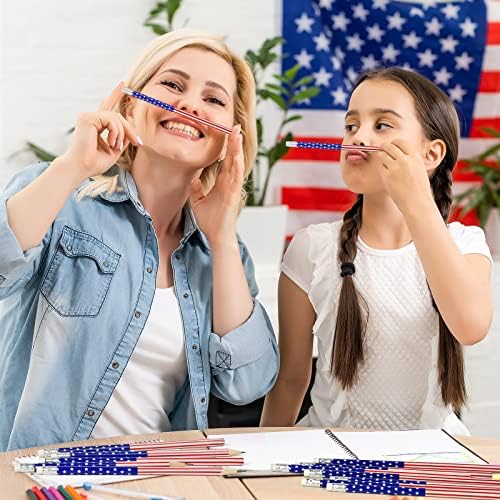 300 komada drvene olovke rasuti Američki zastavu olovke sa gumicama slatka olovka za djecu 4. jula dana