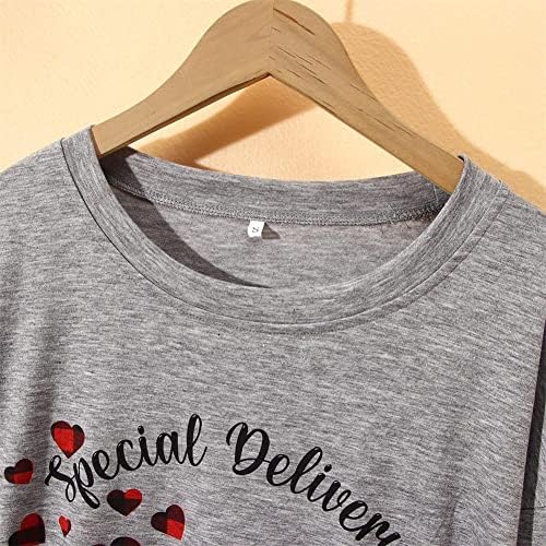 Gliglittr Ženska košulja za Valentinovo Love Heart Crewneck Dukserska majica Majica Haljina dugih rukava