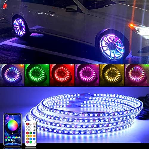 Amonly 17inch RGB LED komplet prstenova na točkovima svjetlo za gume sa Žmigavcem i funkcijom kočenja Dream