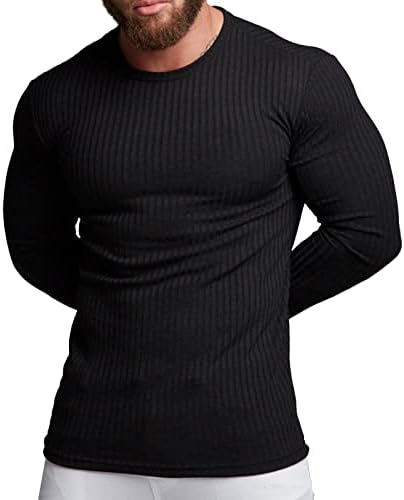 BMISEGM Slim Fit haljine za muškarce muške zimske i jesenske casual prugaste tkanine majica okrugli ovratnik