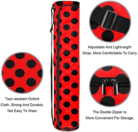 RATGDN Yoga Mat torba, Ladybird Dots Vježba Yoga Mat Carrier full-Zip Yoga Mat torba za nošenje sa podesivim