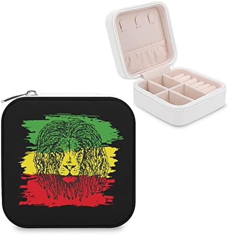 Reggae-Rastafarian Flag Lion nakit za skladištenje PU kože Mali organizator kutije za putovanja nakita sa