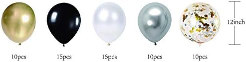Crni zlatni srebrni konfeti biserni bijeli baloni, 12 inča lateks sjajni baloni za tuše za bebe vjenčanje